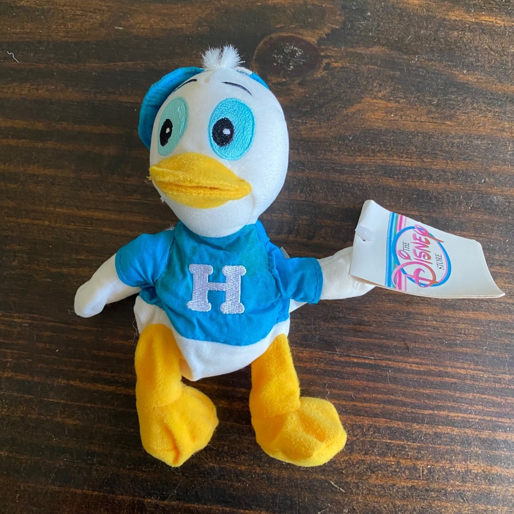 Disney Store Vintage‎ Huey Duck Bean Bag Plush Blue Shirt H DuckTales NWT